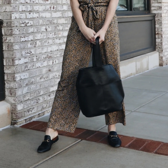 Able Black Leather Tote Bag Backpack Purse - Picture 7 of 9